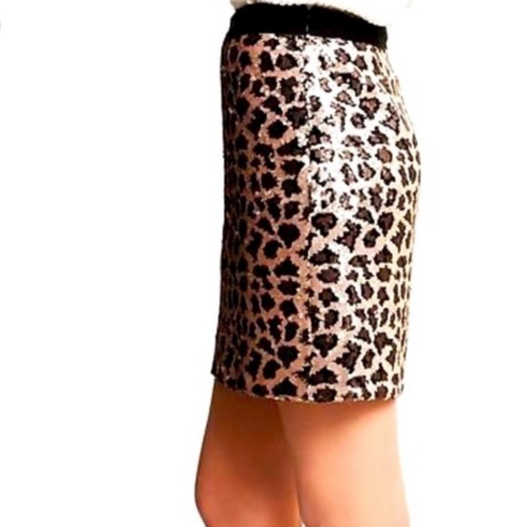 Banana Republic Sequin Leopard Print Mini Skirt NWT Size 14 - Picture 2 of 15